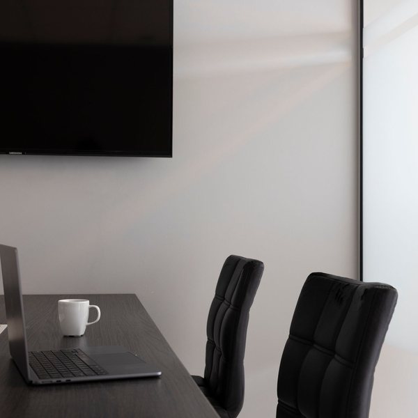 A meeting room prepared for a client consultation.